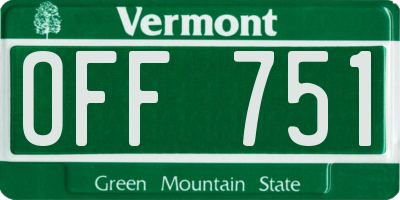 VT license plate OFF751