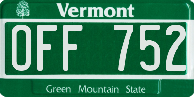 VT license plate OFF752