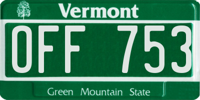 VT license plate OFF753