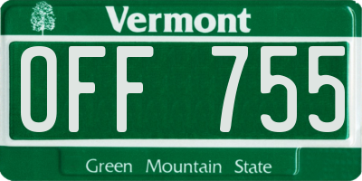 VT license plate OFF755