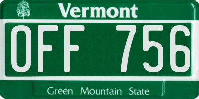 VT license plate OFF756