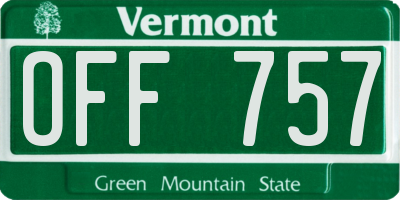 VT license plate OFF757