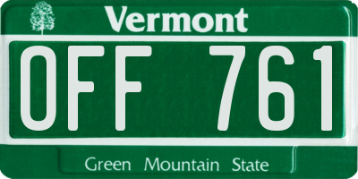 VT license plate OFF761