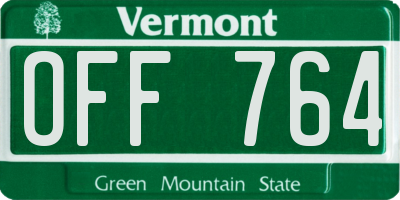 VT license plate OFF764