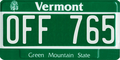 VT license plate OFF765