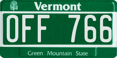 VT license plate OFF766