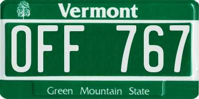 VT license plate OFF767