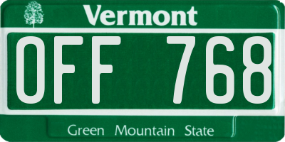 VT license plate OFF768