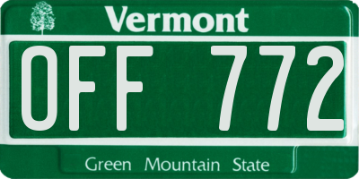 VT license plate OFF772