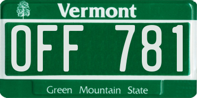 VT license plate OFF781