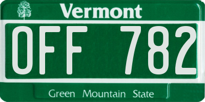 VT license plate OFF782