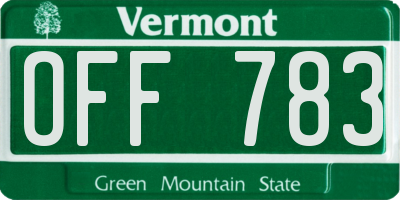VT license plate OFF783