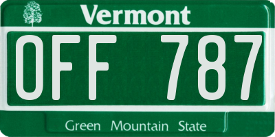 VT license plate OFF787