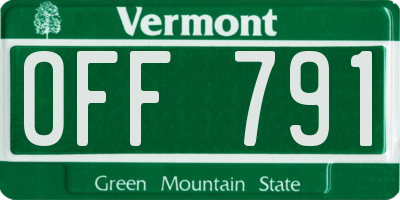 VT license plate OFF791