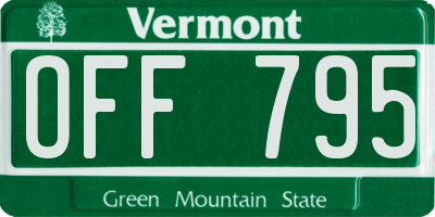 VT license plate OFF795