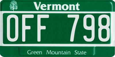 VT license plate OFF798