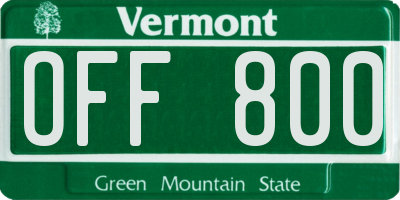 VT license plate OFF800