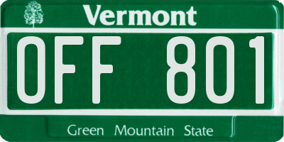 VT license plate OFF801
