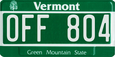 VT license plate OFF804