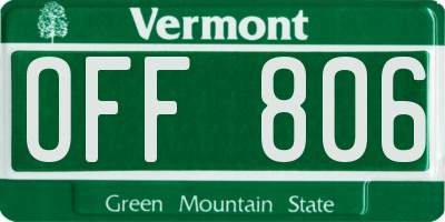 VT license plate OFF806