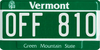 VT license plate OFF810