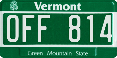 VT license plate OFF814
