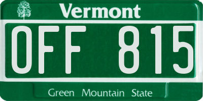 VT license plate OFF815
