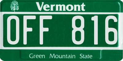 VT license plate OFF816