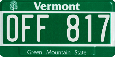 VT license plate OFF817