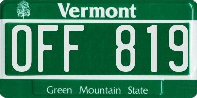 VT license plate OFF819