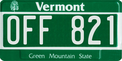 VT license plate OFF821