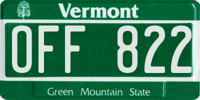 VT license plate OFF822