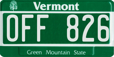 VT license plate OFF826