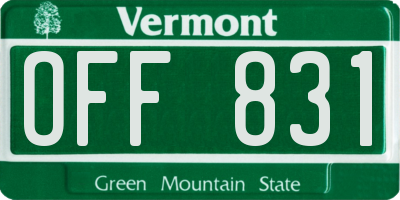 VT license plate OFF831