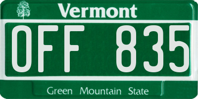 VT license plate OFF835