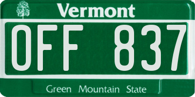 VT license plate OFF837