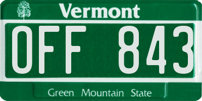 VT license plate OFF843