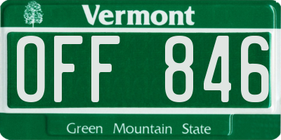 VT license plate OFF846