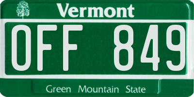 VT license plate OFF849