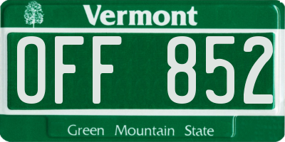 VT license plate OFF852