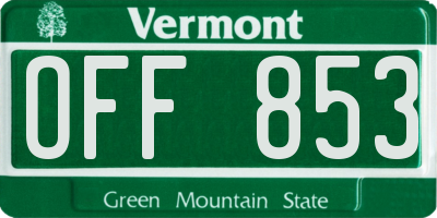 VT license plate OFF853