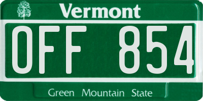 VT license plate OFF854
