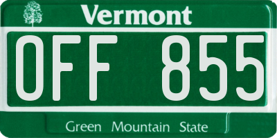 VT license plate OFF855