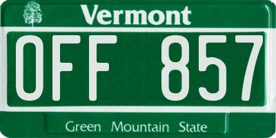VT license plate OFF857