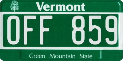 VT license plate OFF859