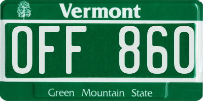 VT license plate OFF860