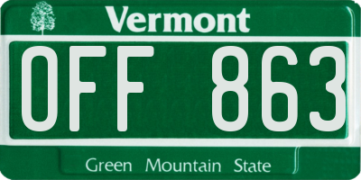VT license plate OFF863