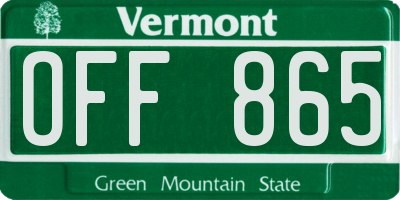 VT license plate OFF865