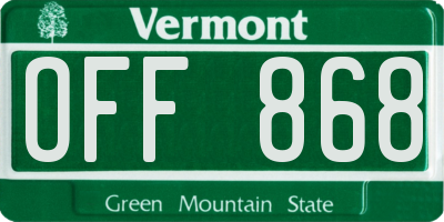 VT license plate OFF868