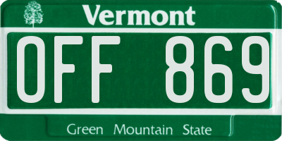 VT license plate OFF869